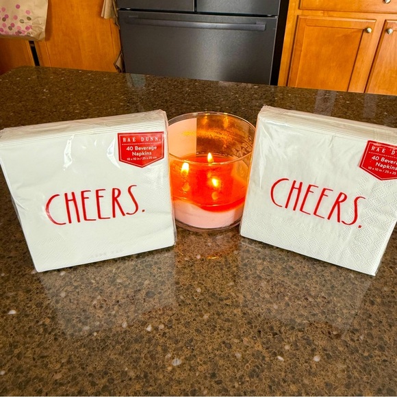 NEW SET of 2 Packs of 40 count Rae Dunn CHEERS Beverage Napkins (80 Total) - Picture 1 of 6
